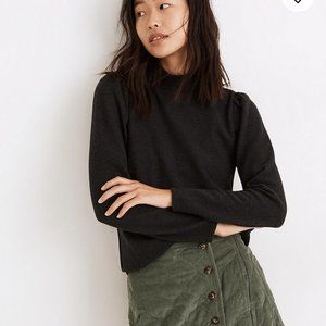 Madewell Plush Mockneck Puff-Sleeve Sweater